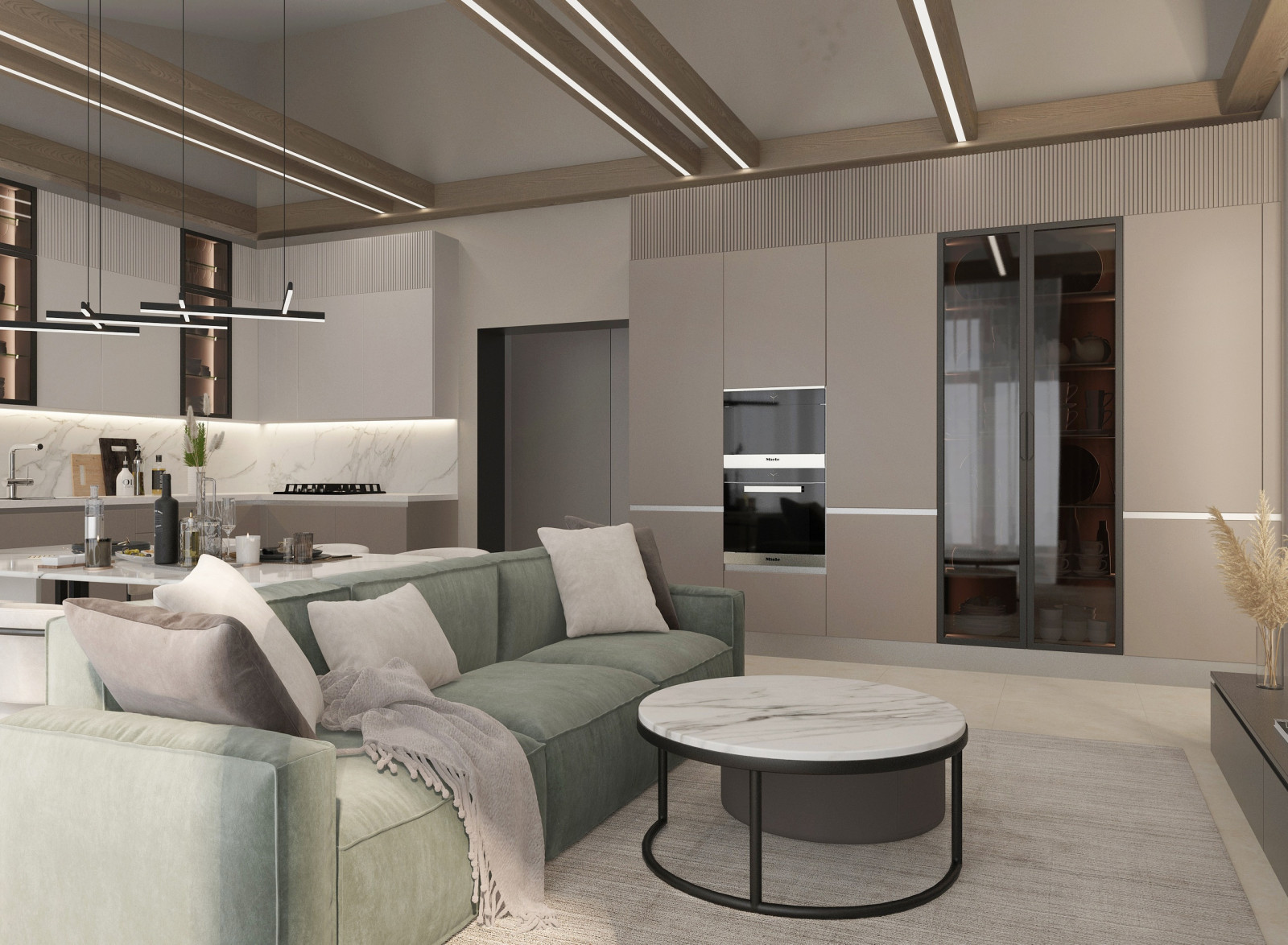 Кухня-гостиная в загородном доме