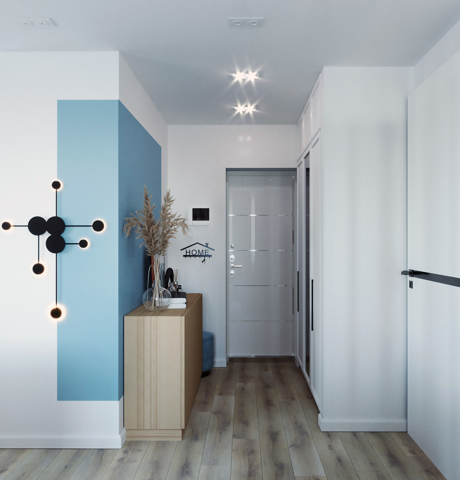 Гостиная с голубым акцентным цветом