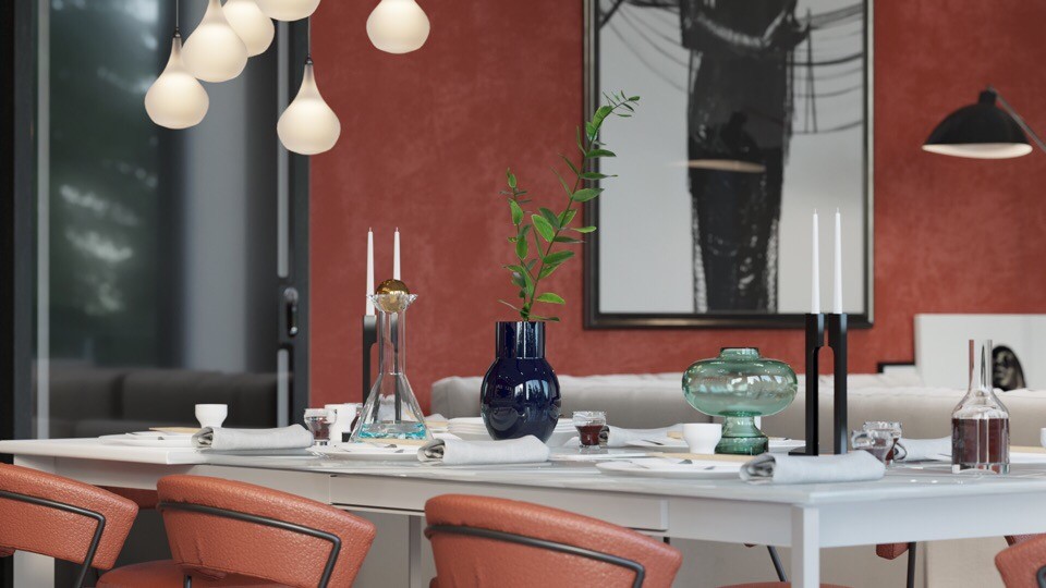 Кухня-гостиная в загородном доме в Подмосковье