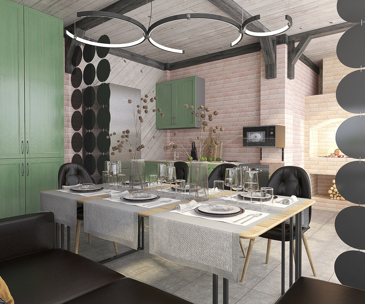 Дизайн-проект мангальной в современном стиле