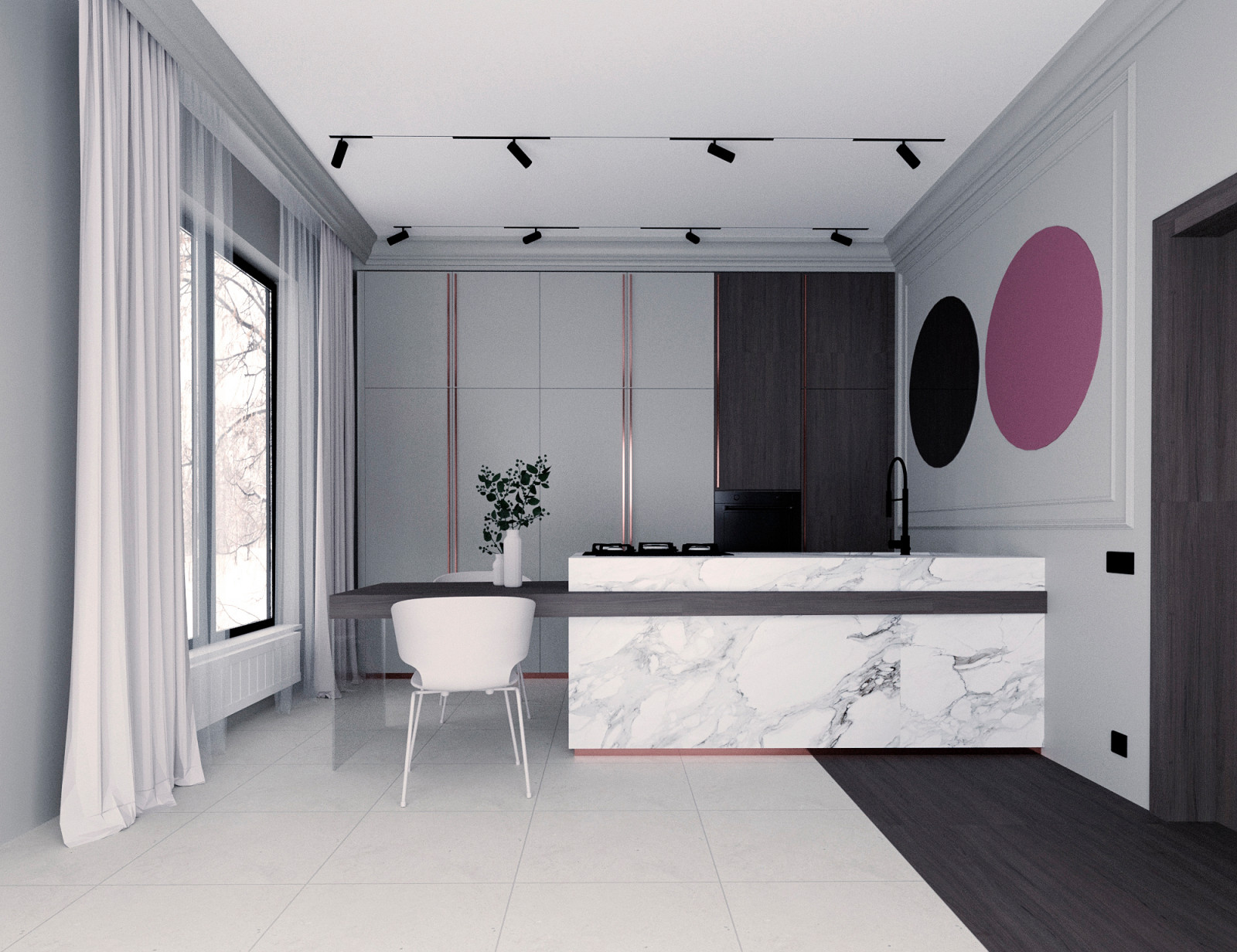 Обложка проекта: Дизайн проект интерьера кухни-гостиной