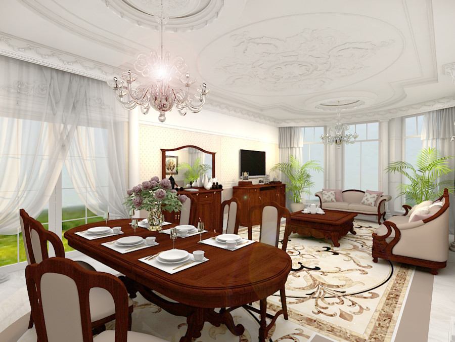 Интерьер загородного дома у озера