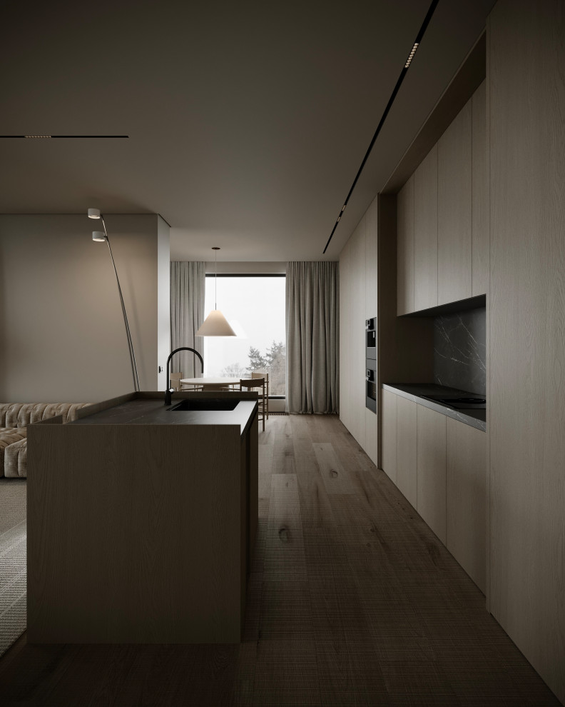 Концепт гостиной для двухкомнатной квартиры в Подмосковье