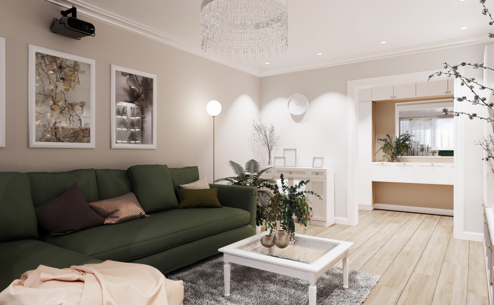 Визуализация кухни и гостиной