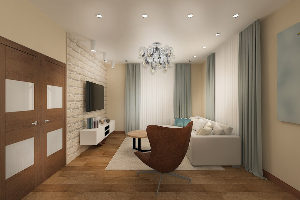 Обложка проекта: Дизайн кухни-гостиной в современном стиле