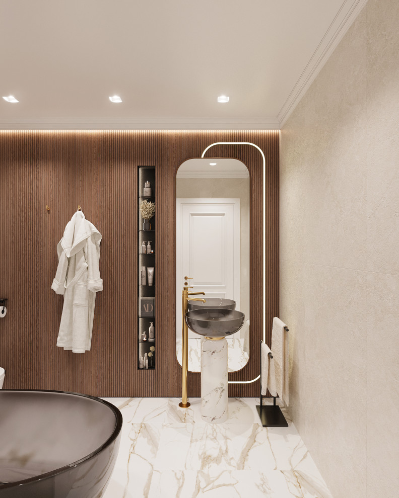 Обложка проекта: Маленький и модный совмещенный санузел