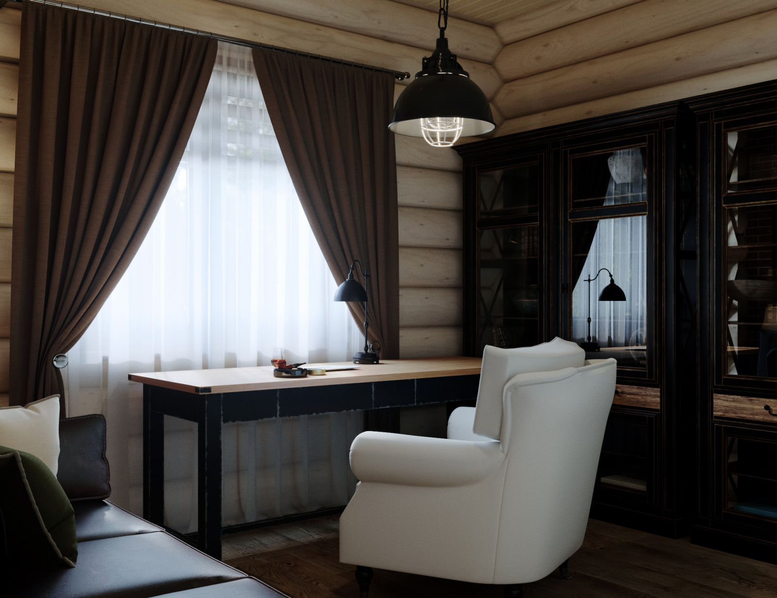 Современный стиль в бревенчатом доме в КП FAMILY CLUB