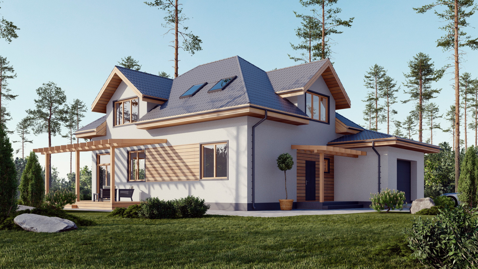 Обложка проекта: Проект двухэтажного дома в современном европейском стиле.