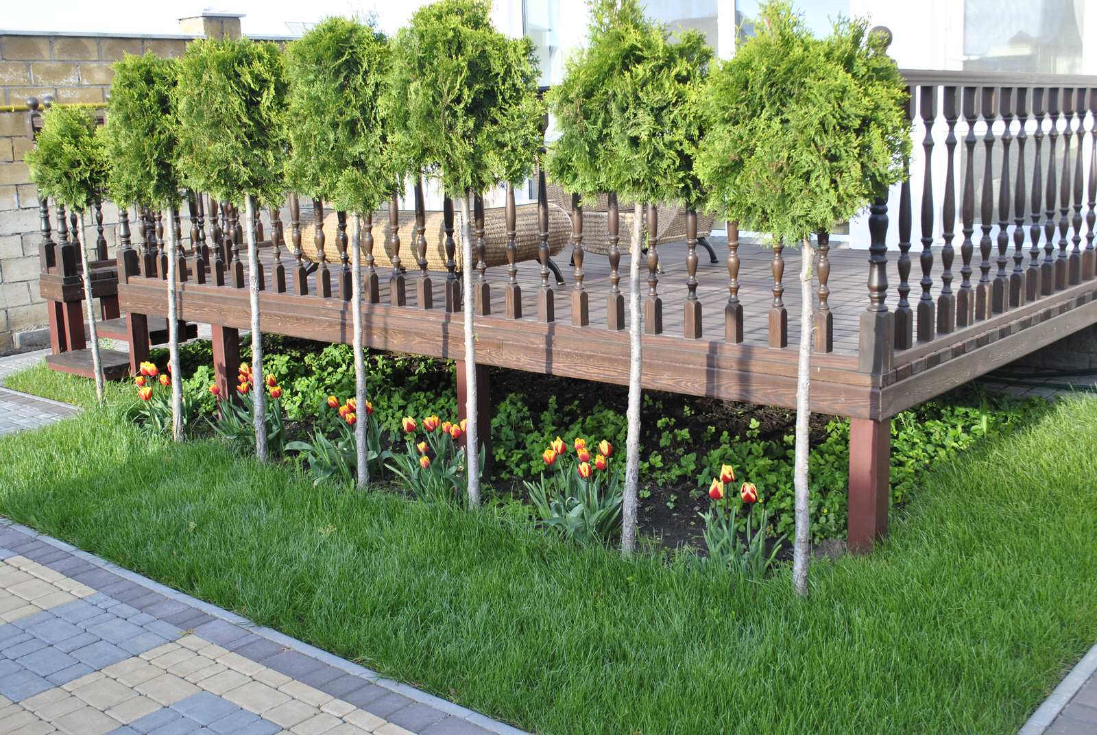 Необычная изгородь у террасы.