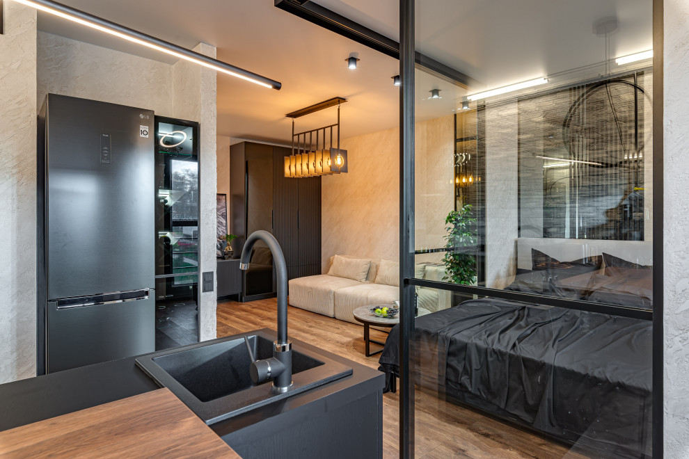 ЖК САМПО. 1-комнатная квартира в брутальном стиле, "от бетона" до заселения