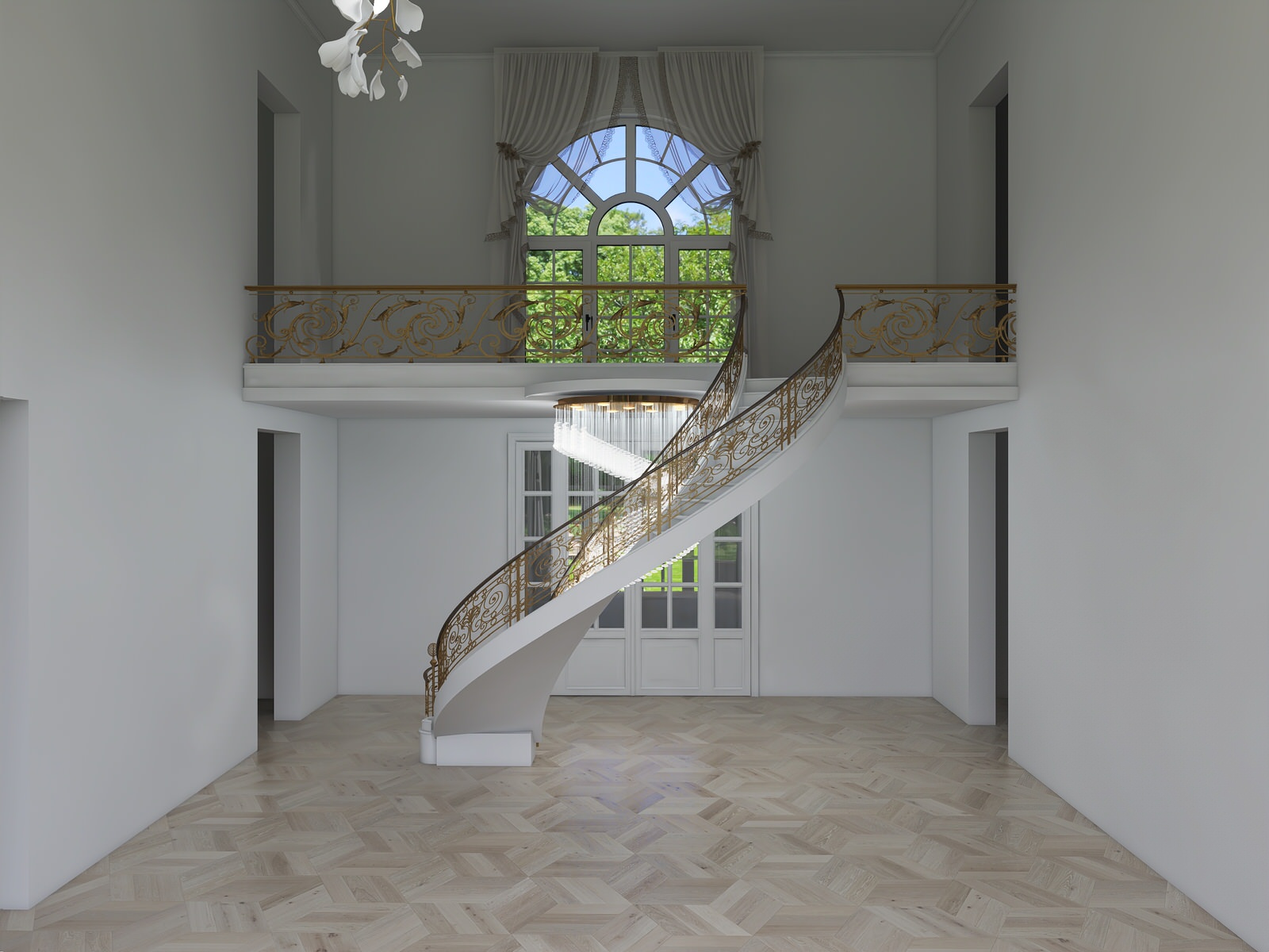 Дом с винтовой лестницей в центре