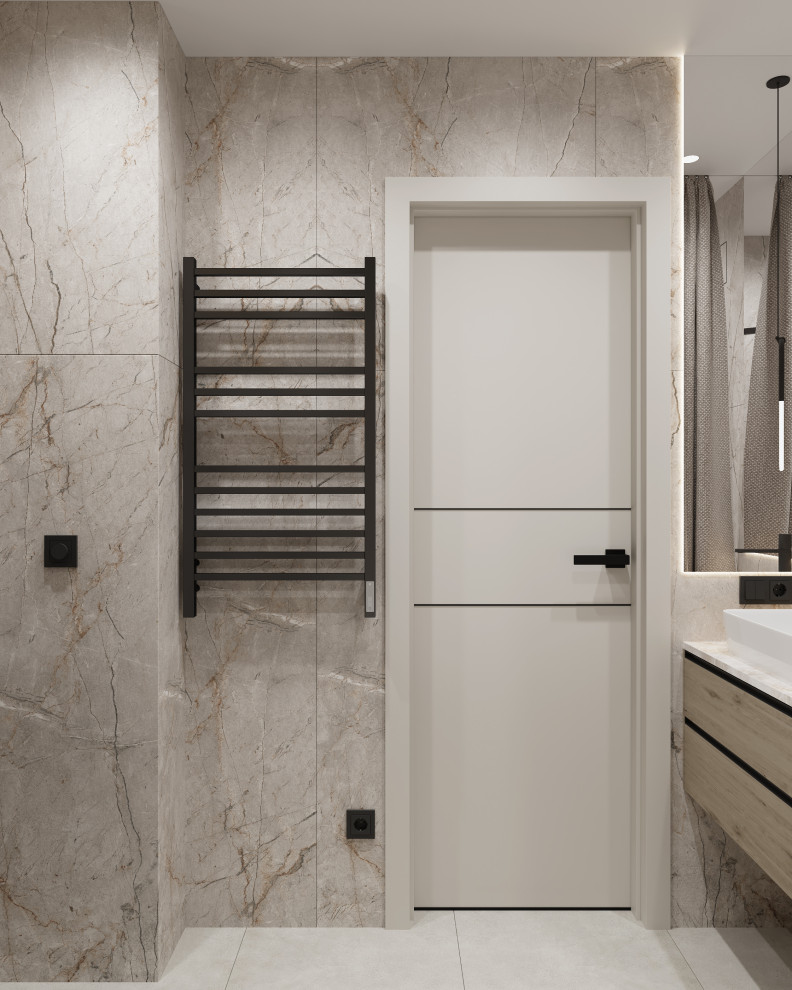 Дизайн санузла в теплых тонах