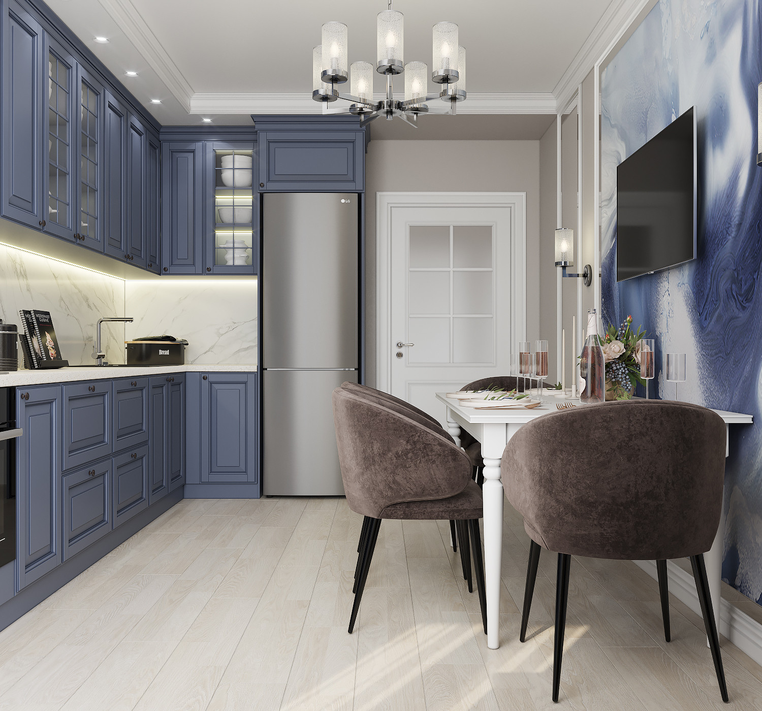 Яркая классика в трехкомнатной квартире