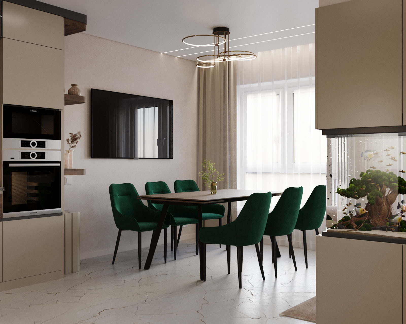 Дизайн проект 3х комнатной квартиры с большой кухней-гостиной