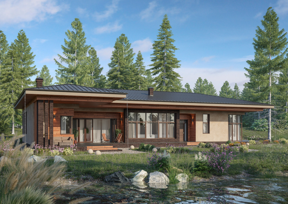 Одноэтажный дом с бассейном