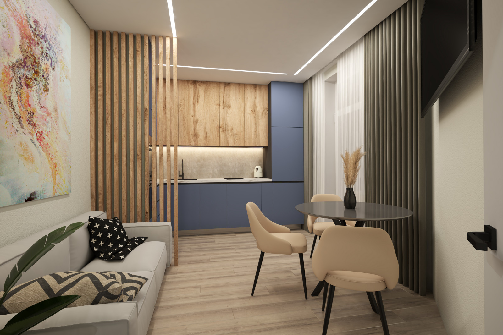 Обложка проекта: Однокомнатная квартира. 44 кв.м.