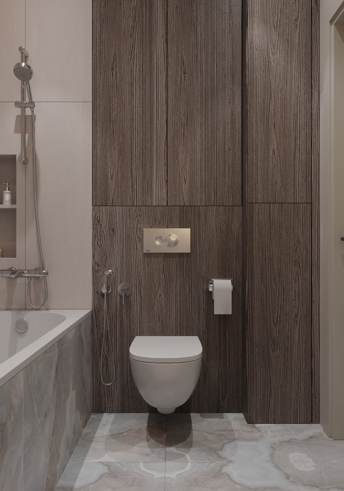 Обложка проекта: Ванная с керамогранитом под оникс