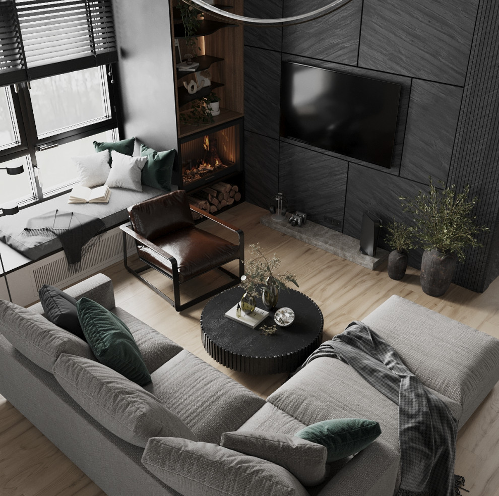 Гостиная в таунхаусе в поселке Новорижский, 277 м2