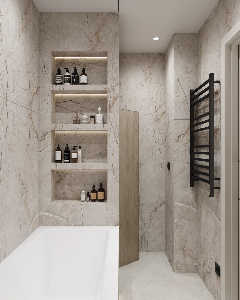 Дизайн санузла в теплых тонах