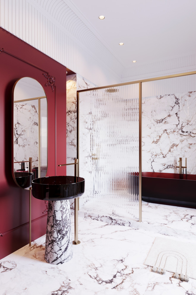 Обложка проекта: Элегантный санузел в стиле современная классика в акцентных, благородных цветах.