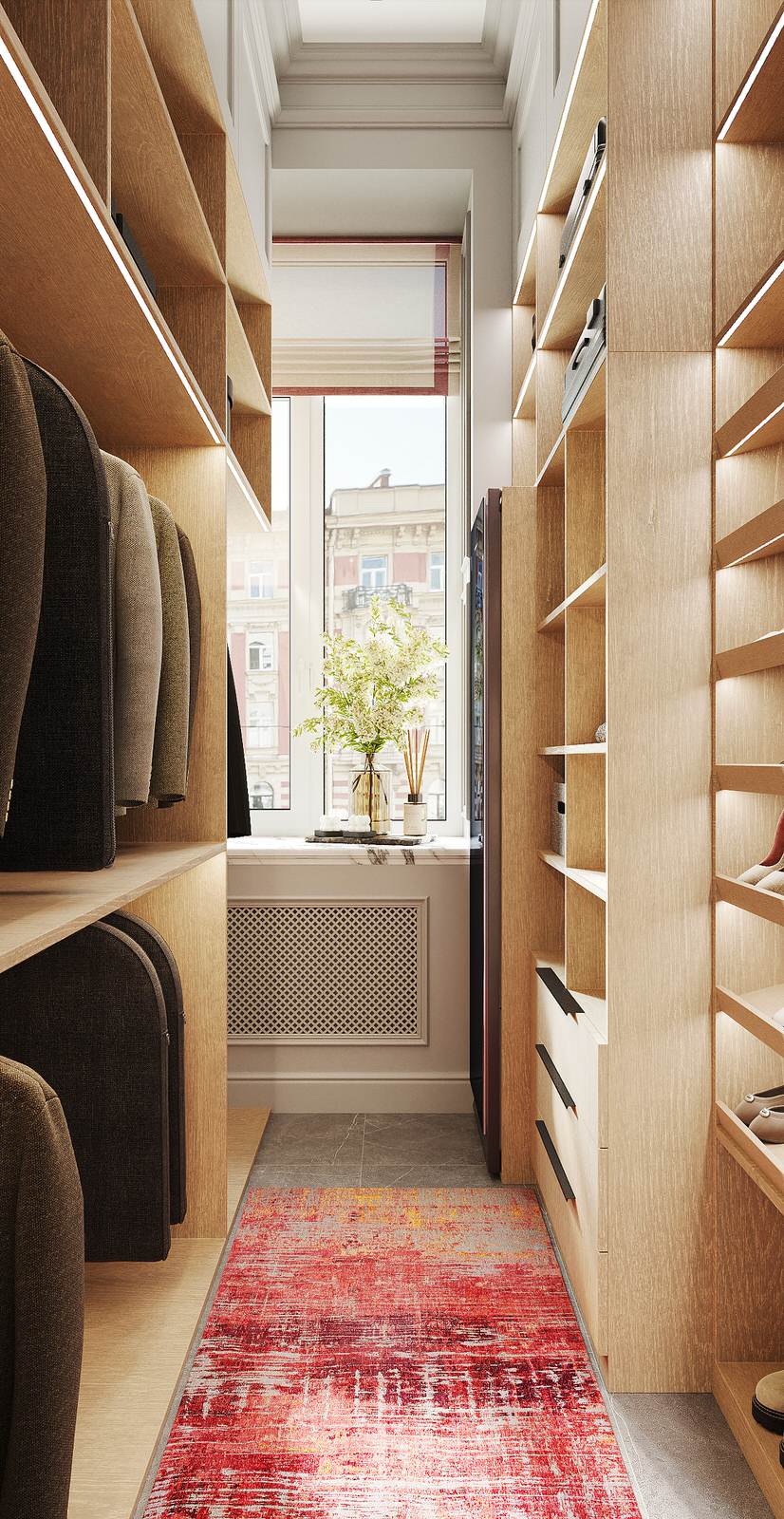 Гардеробная с окном