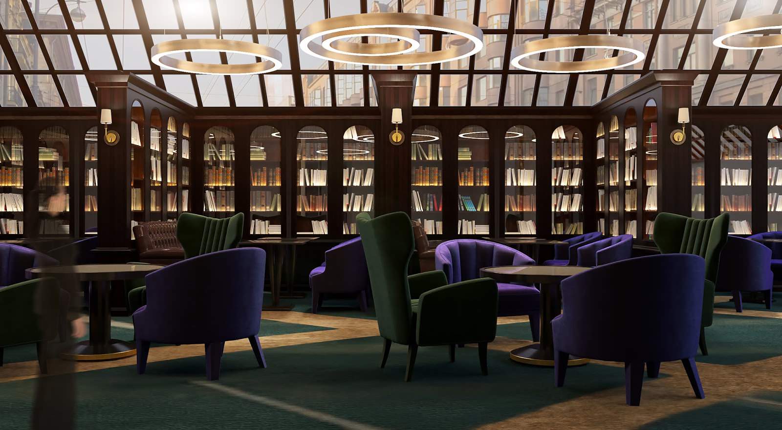 Visualizations of ground floor of Moscow Marriott Tverskaya Hotel