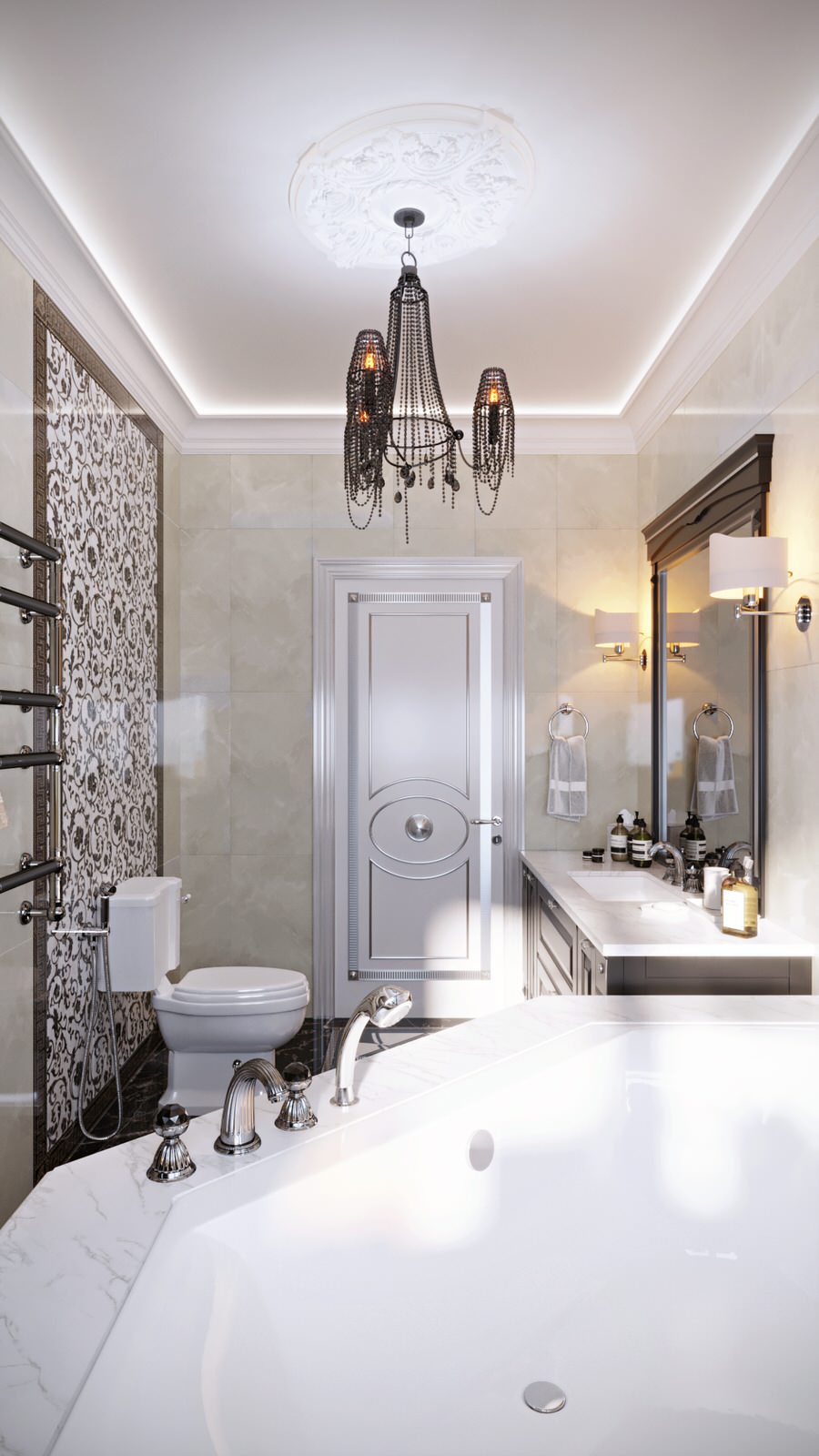 Черно-белая ванная