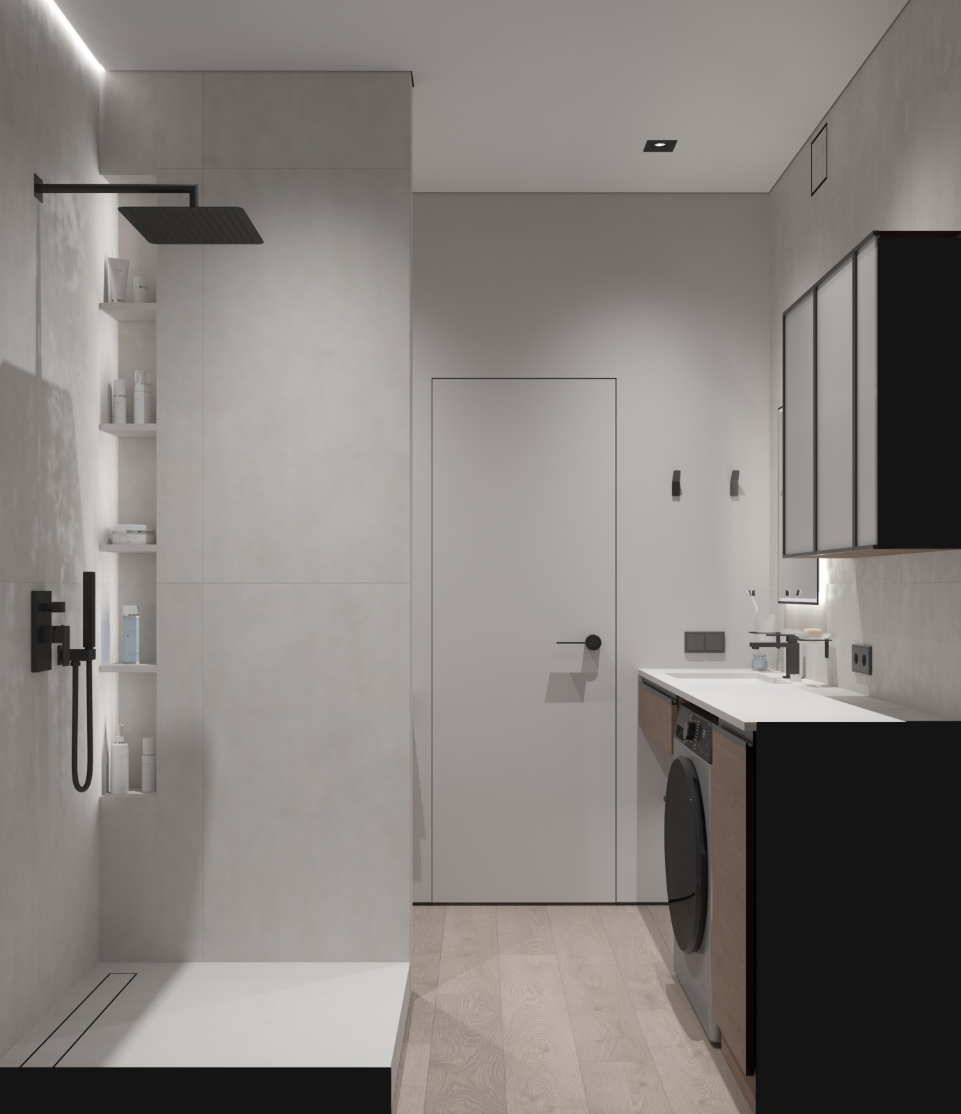 Современный сан.узел с обоями