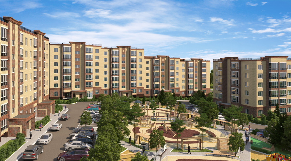 Разработка планировки дворового пространства и 3д визуализация жилого комплекса