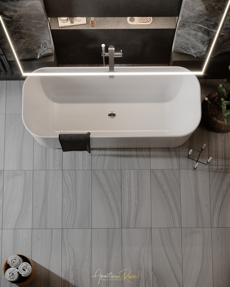 Обложка проекта: Дизайн проект ванной комнаты "Подземелье"