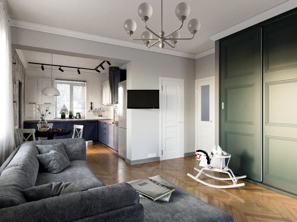 Обложка проекта: Дизайн-проект кухни-гостиной в частном доме