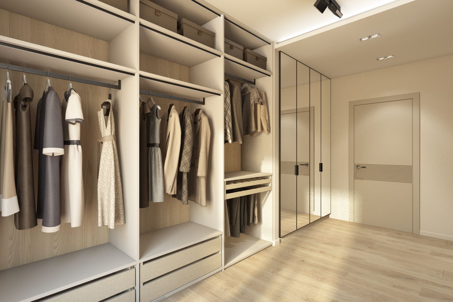 Спальня и гардеробная в индивидуальном жилом доме пос. Ново-Дорожный