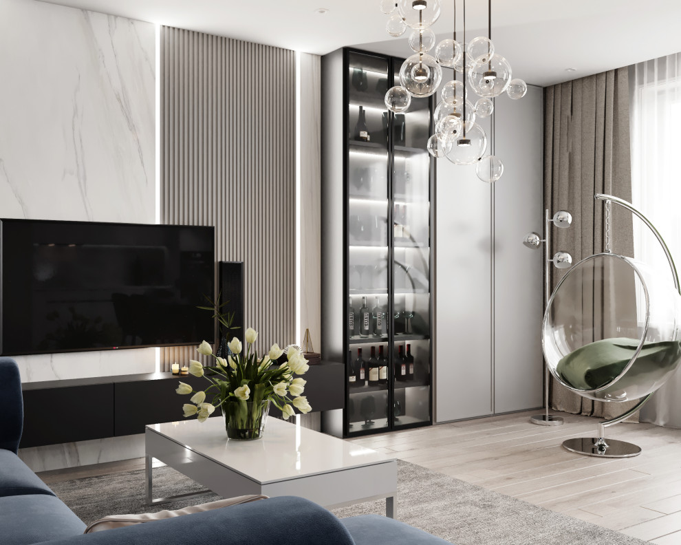 Зона ТВ, минибар, закрытый стеллаж для книг и зона для чтения