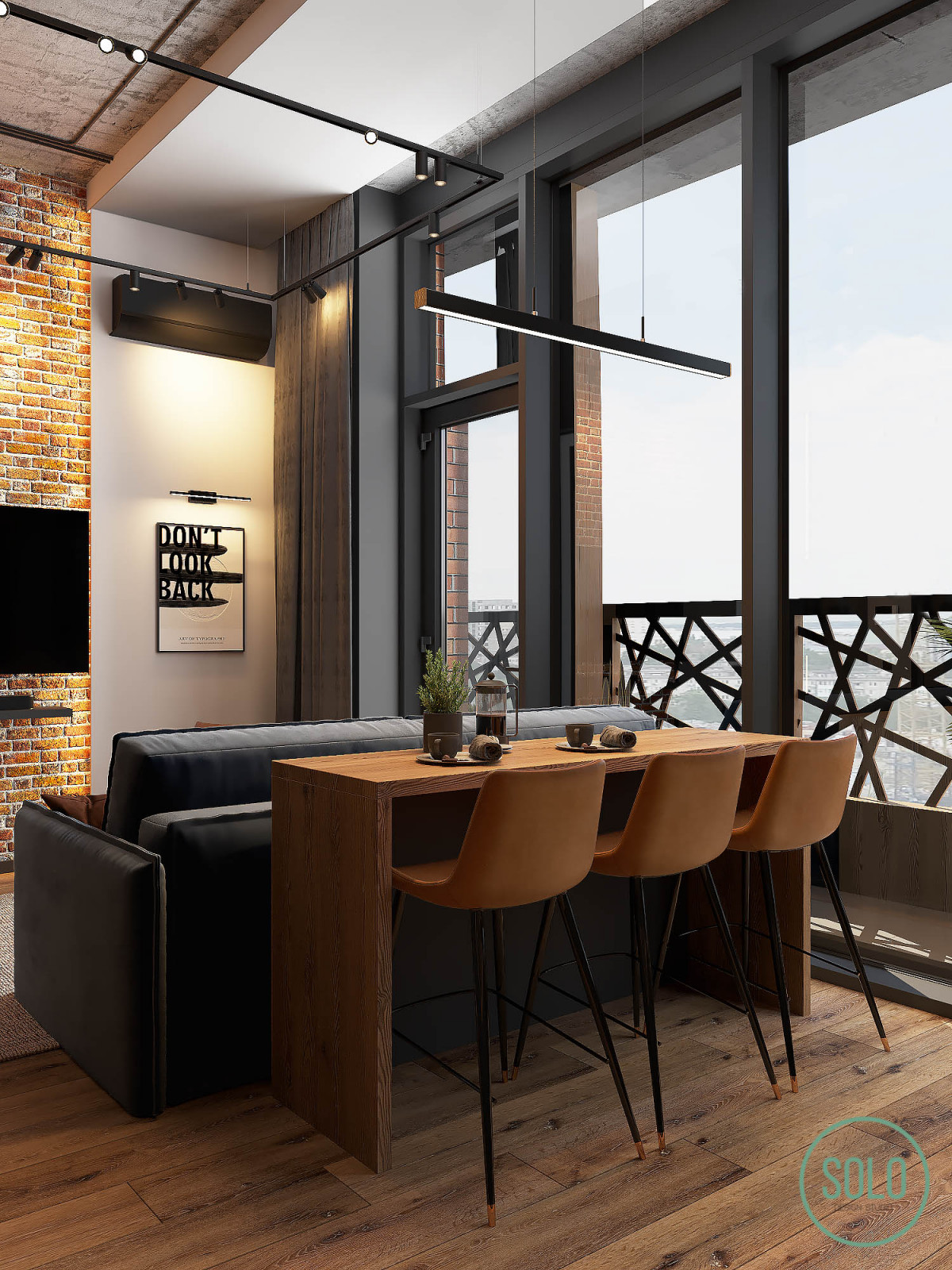 Лофт со спальней на втором уровне