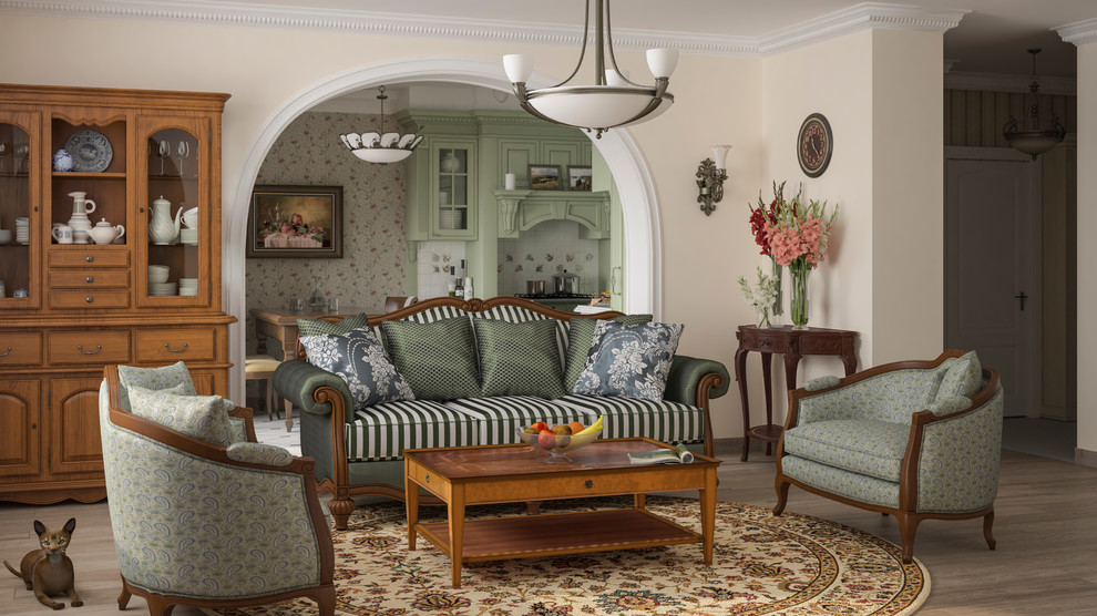 Вид от телевизора на объединенное пространство