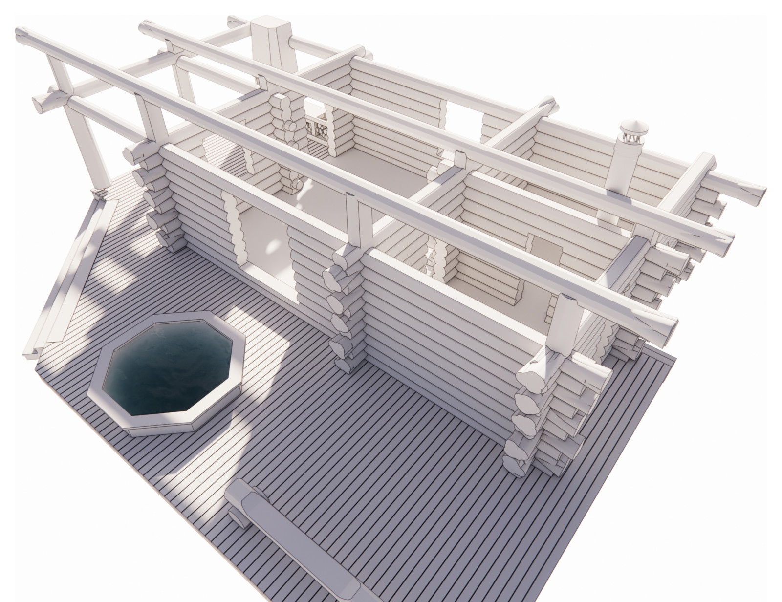 Баня из бревна ручной рубки, односкатная