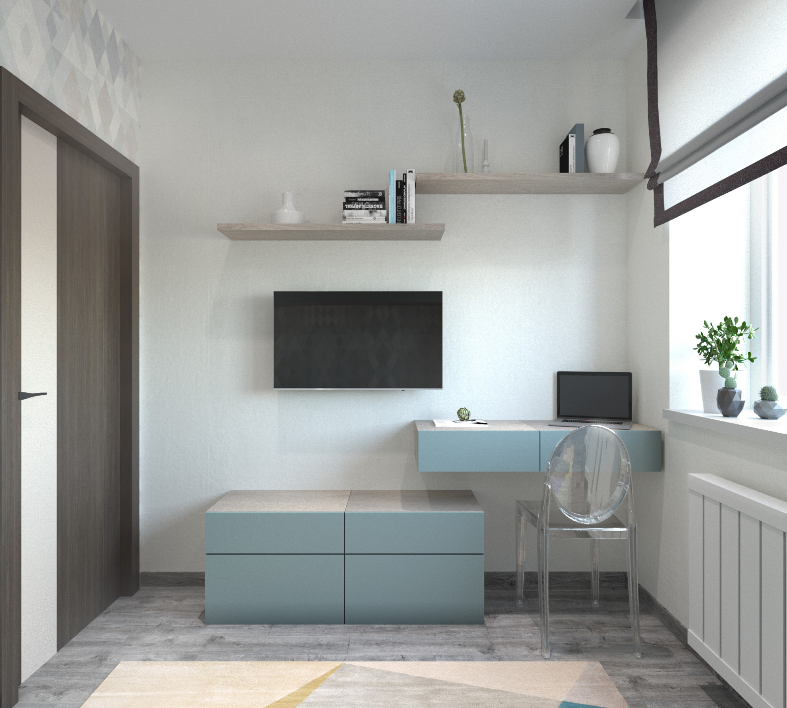 Дизайн-проект. Из 2-шки в 3-шку.  ЖК "Левобережный". Тула. 2018 г.