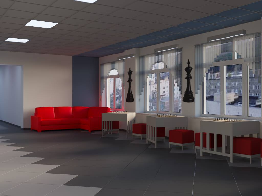 Визуализация 2 кабинетов и коридора для школы