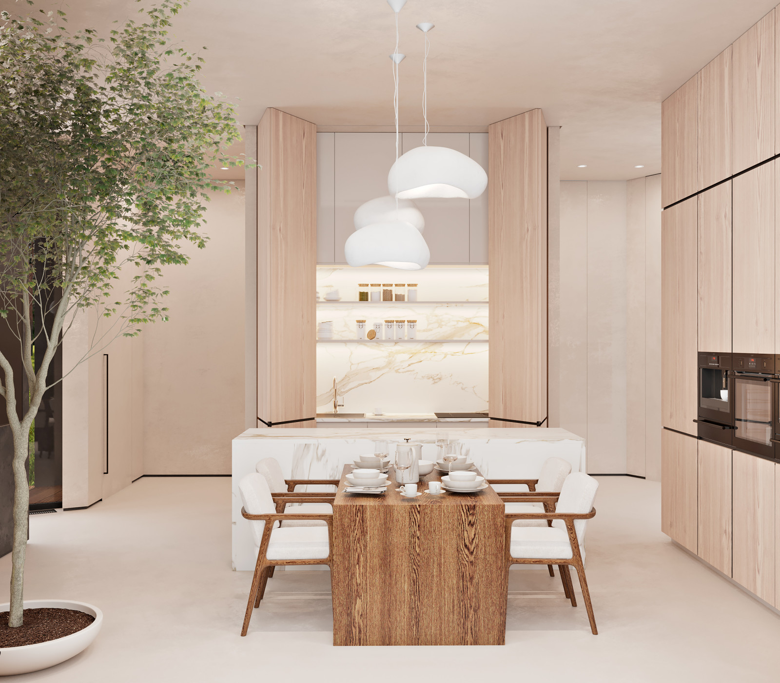 кухня в теплых тонах