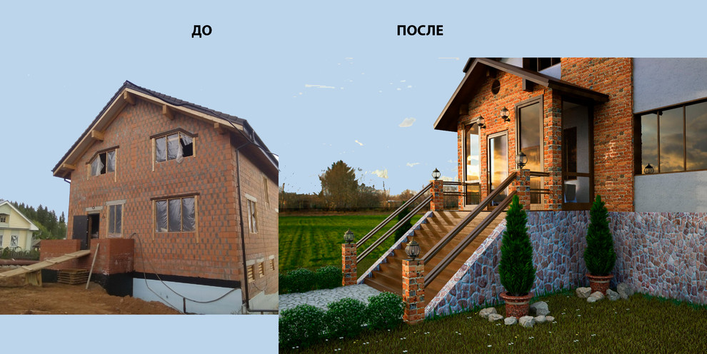 Дизайн фасадов и входной группы коттеджа г. Нововятск