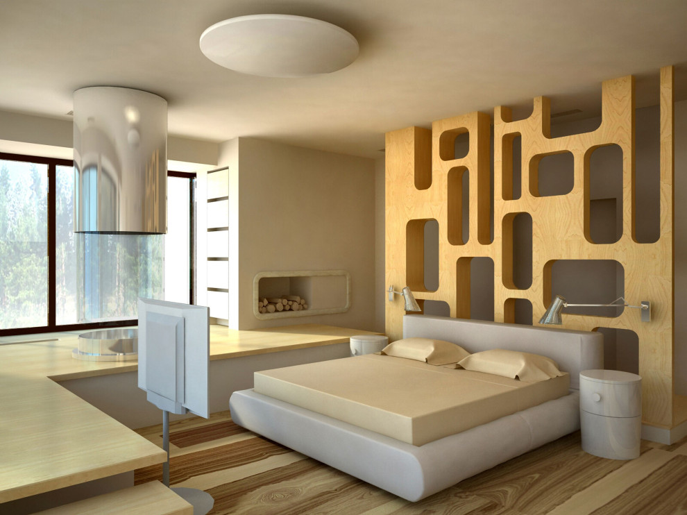 House in a pine forest - the 3D view