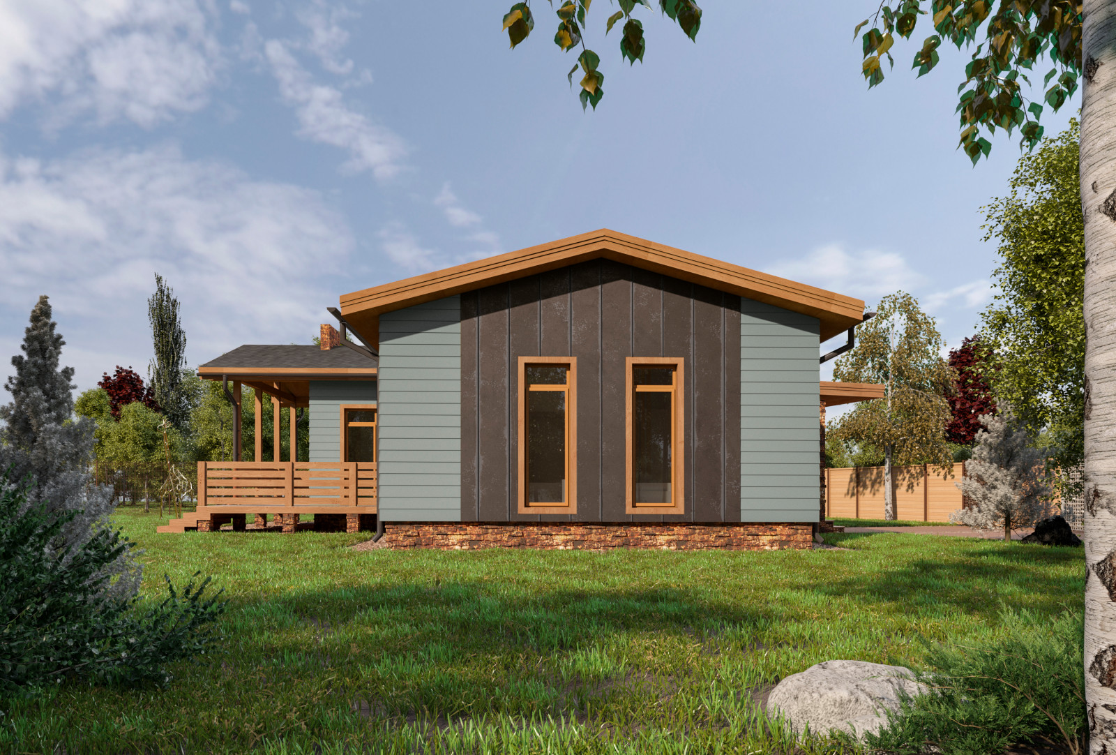 Эскизный проект. Одноэтажный дачный дом. Тульская область. 2020 г.