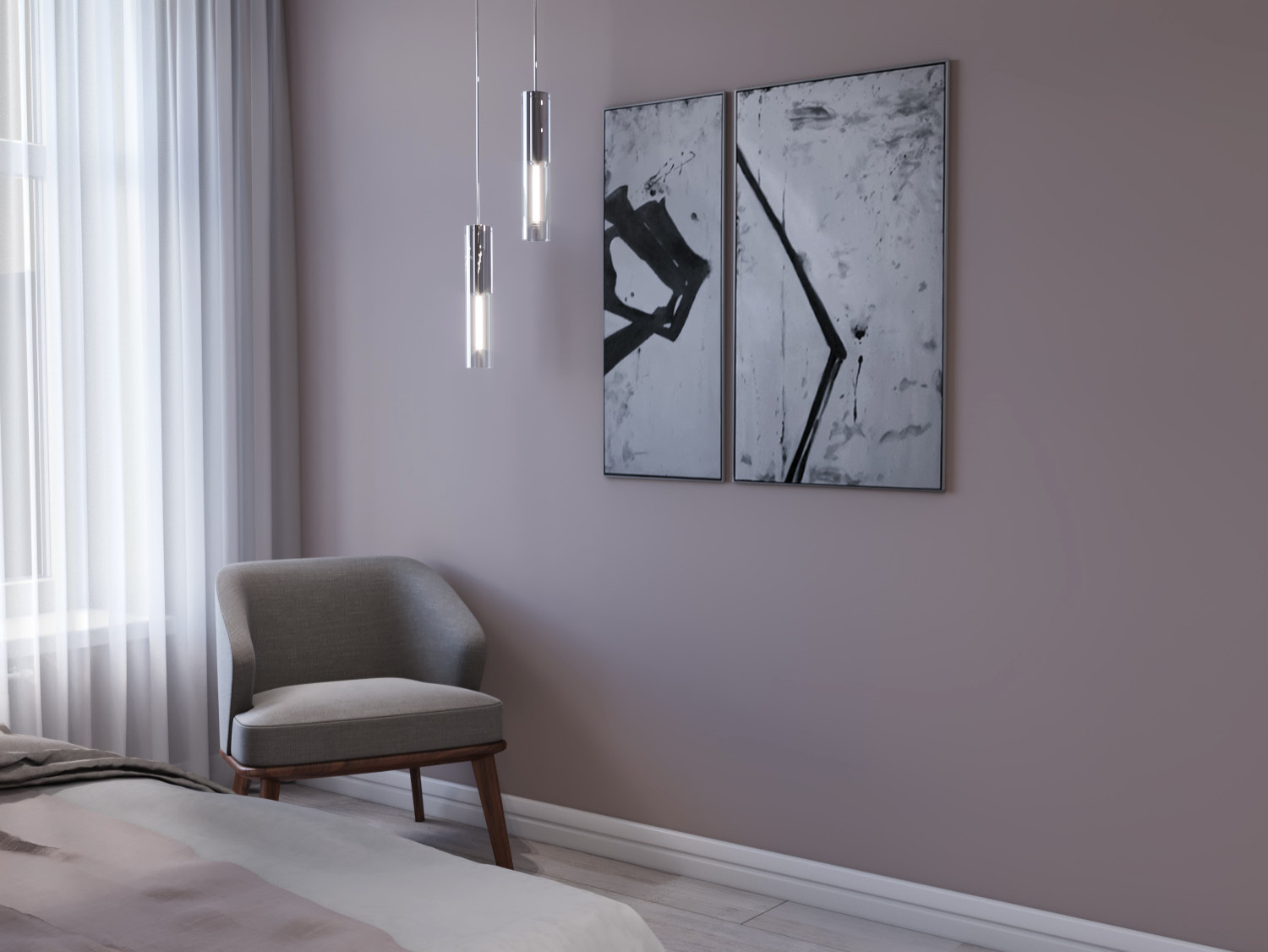 Спальня и гардеробная. Коттедж в Кольцово