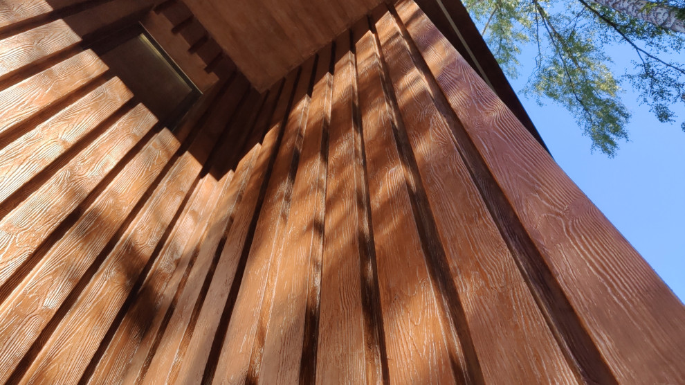 Обложка проекта: Утепление фасадов газобетонного дома, имитация дерева, камень и плитка