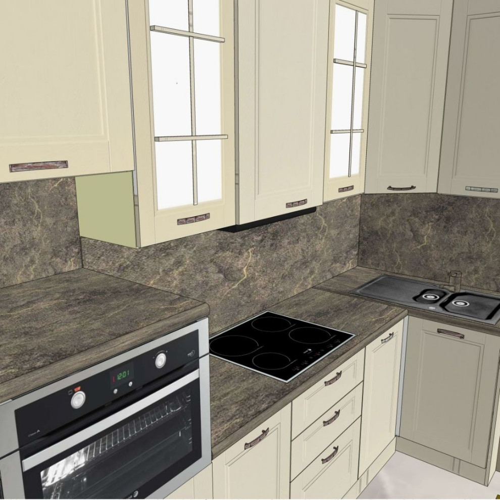 Кухня с мраморным фартуком