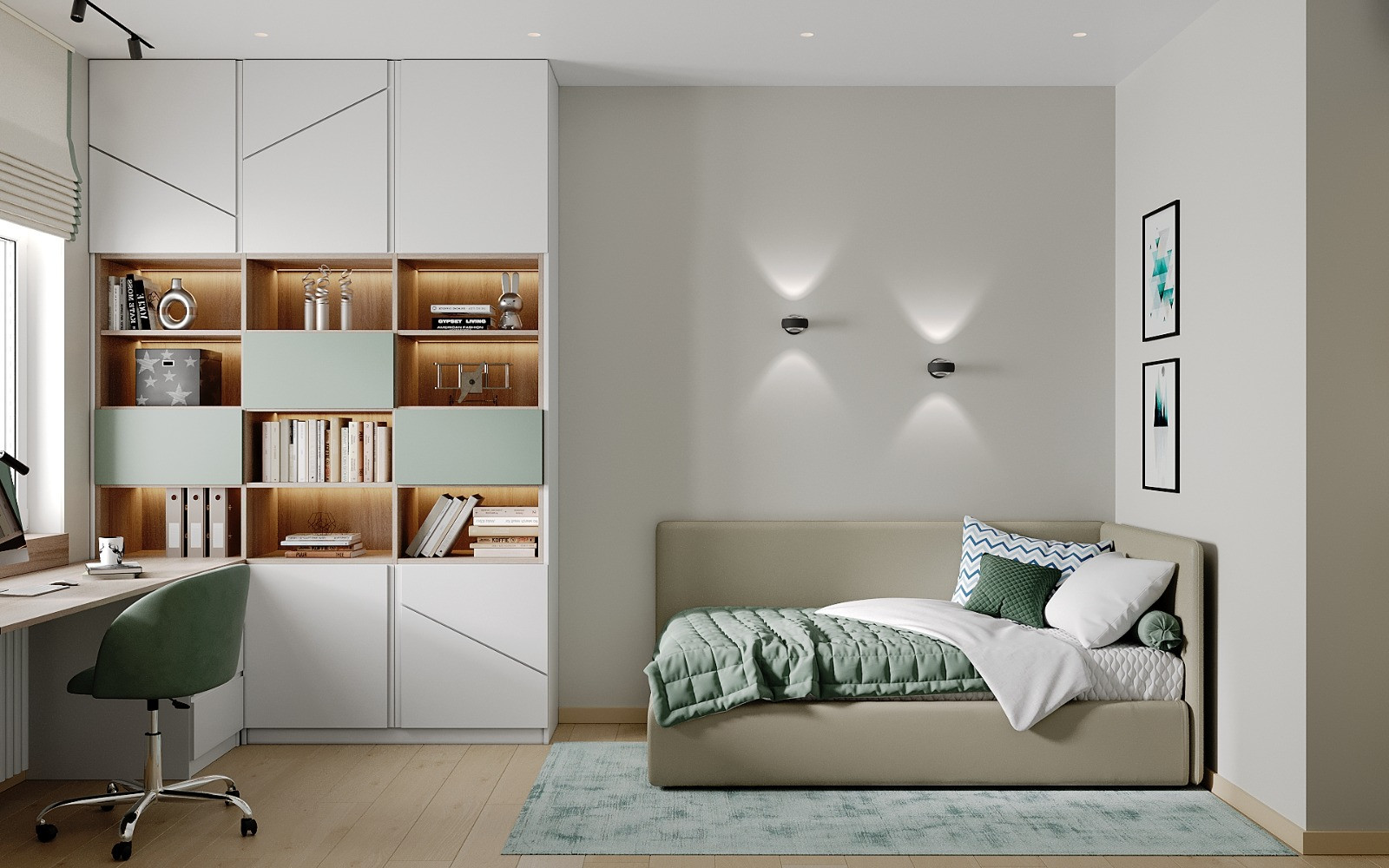 Детская с зелеными акцентами