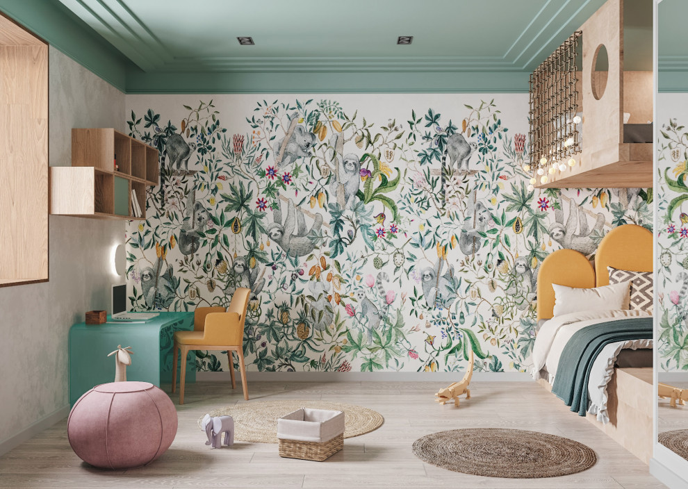 3D visualisation children's room for a 6 year old girl, 18.2 square meter.