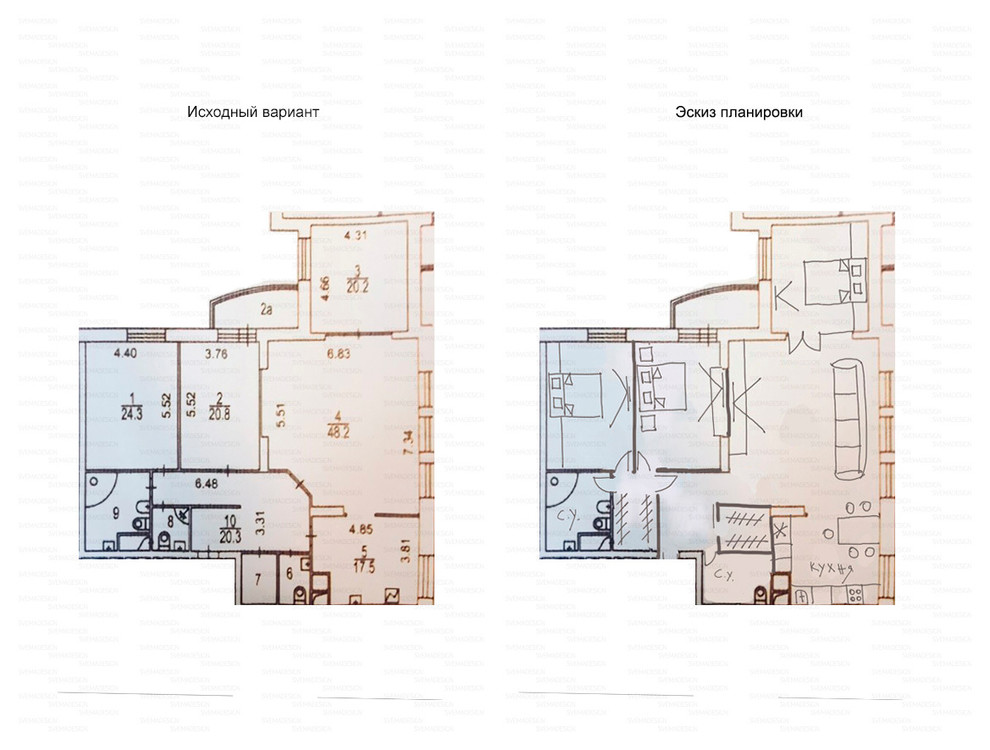 Идеи перепланировки для многокомнатных квартир