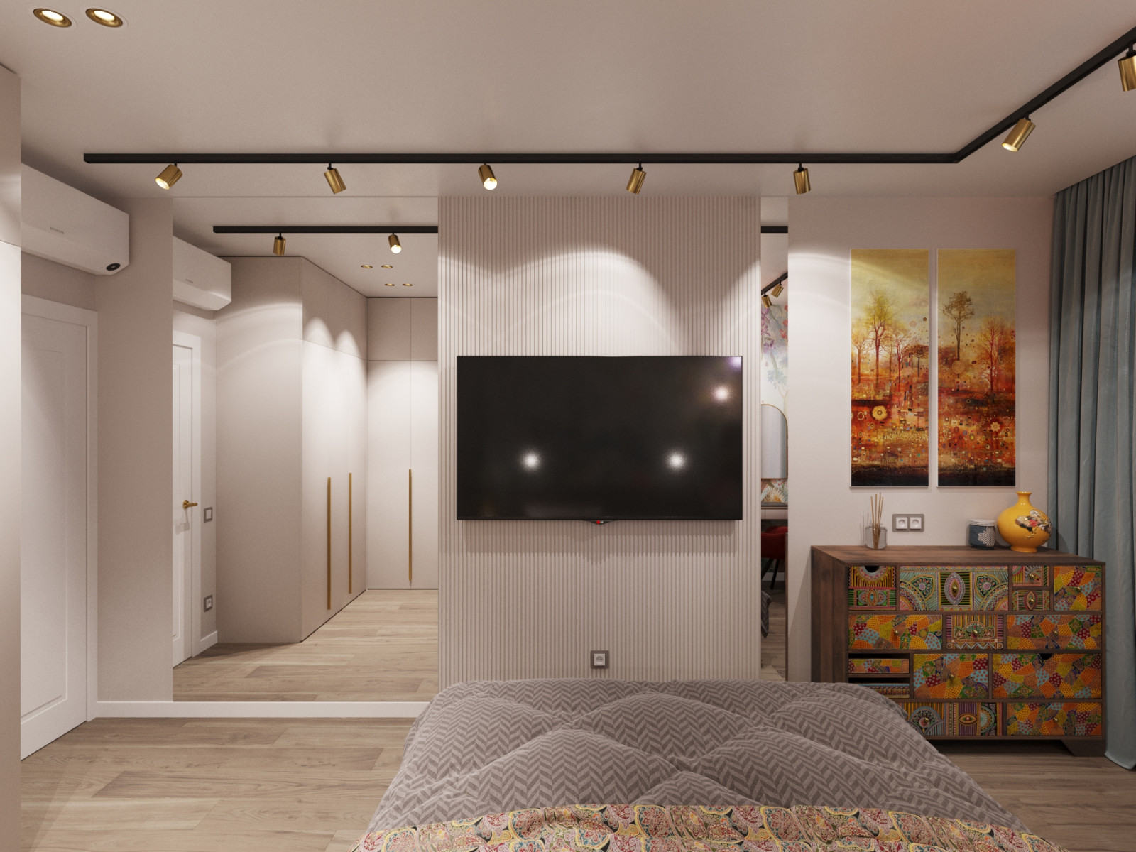 Дизайн проект - яркая двухкомнатная квартира 56 м2