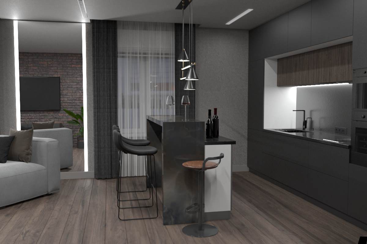 кухня-гостиная в ЖК Парк Апрель